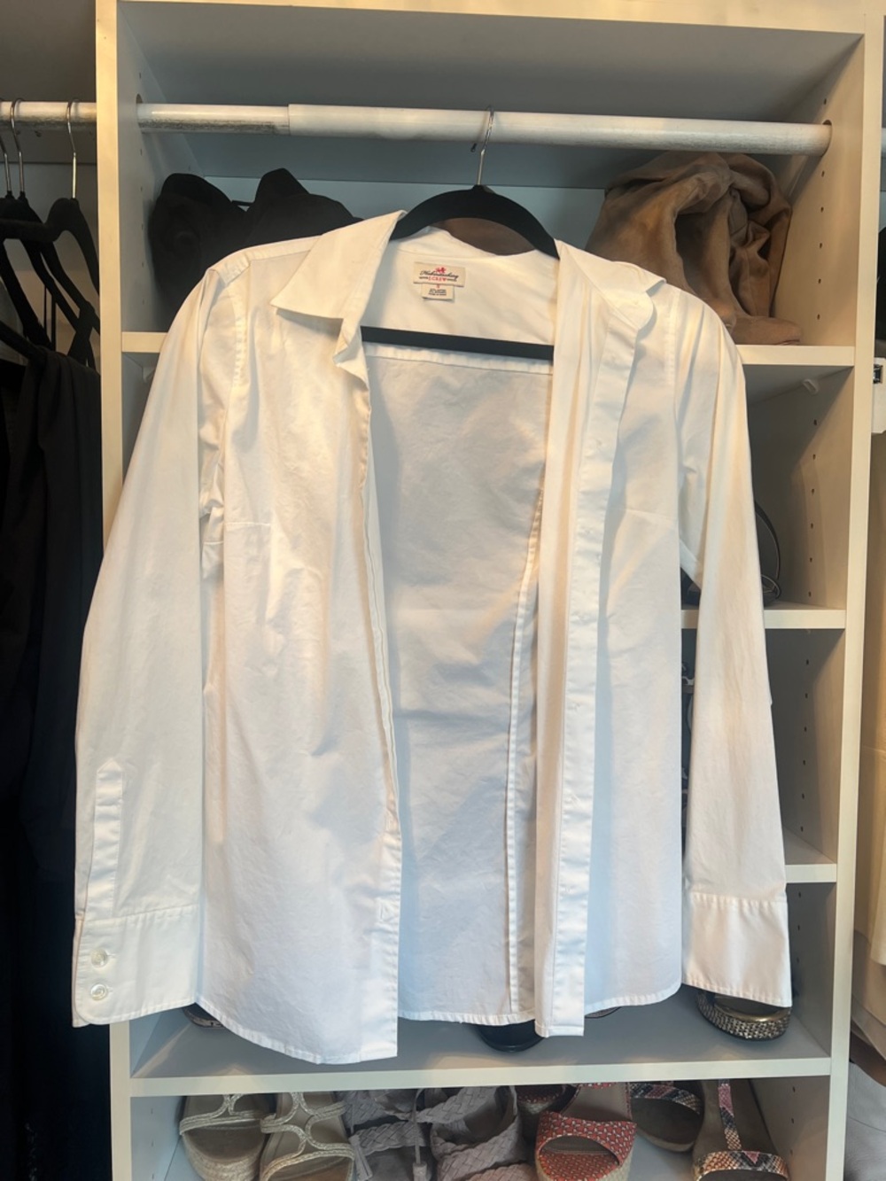 J. Crew White Flaxenbergery Stretch Top with Red Logo
